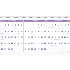 AT-A-GLANCE 2024 -2026 27" x 12" Three-Month Wall Calendar, White/Purple (PM14-28-25) Sale
