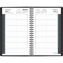 AT-A-GLANCE 2024-2025 5" x 8" Academic Daily Planner, Faux Leather Cover, Black (70-807-05-25) New
