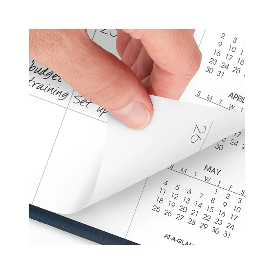 AT-A-GLANCE 2025 9" x 11" Calendar Year/Monthly Planner, Faux Leather Cover, Navy (70-260-20-25) Clearance