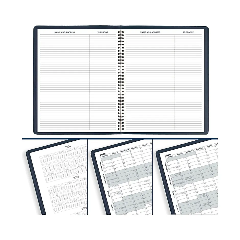 AT-A-GLANCE 2025 9" x 11" Calendar Year/Monthly Planner, Faux Leather Cover, Navy (70-260-20-25) Clearance