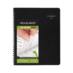 AT-A-GLANCE 2025 8" x 10" Calendar Year/Monthly Planner, Faux Leather Cover Black (70-130-05-25) Outlet