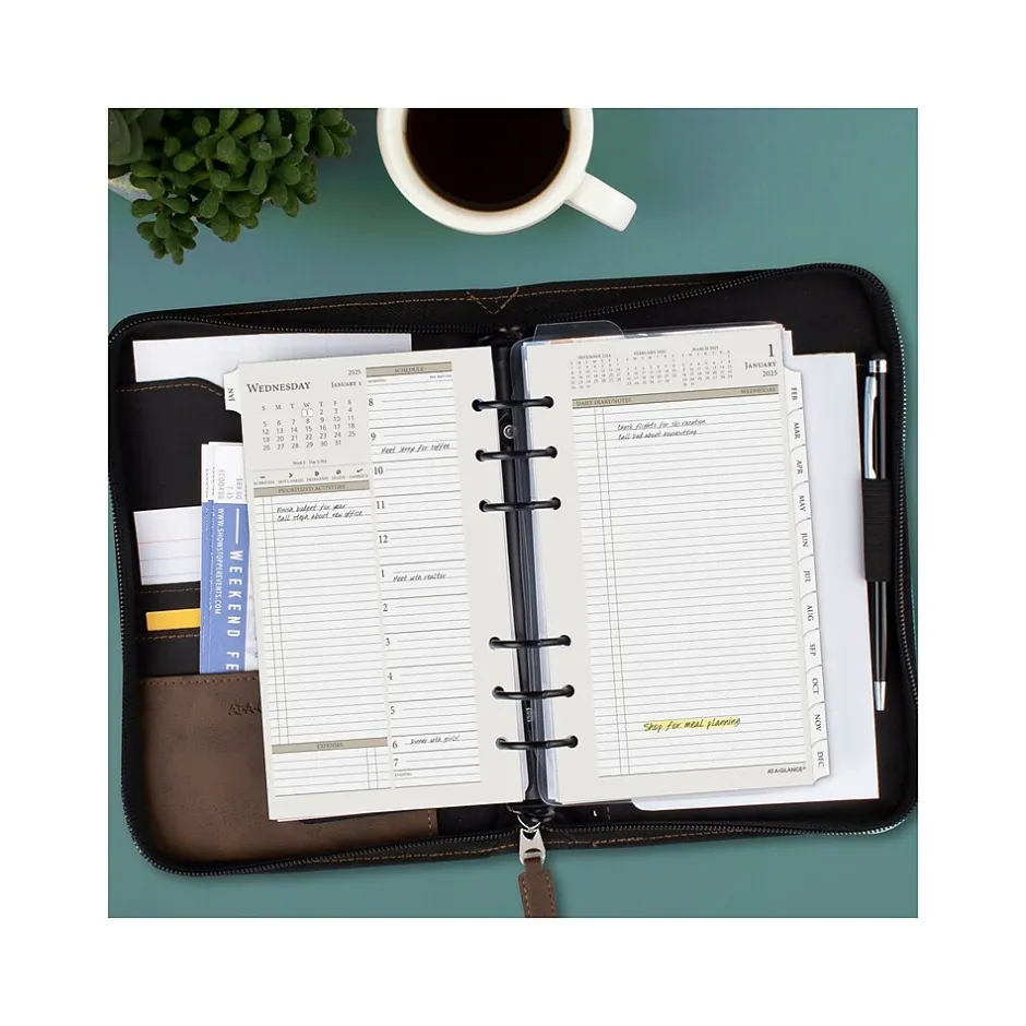 AT-A-GLANCE 2025 6.75" x 3.75" Daily & Monthly Planner Refill, White/Brown (471-225-25)