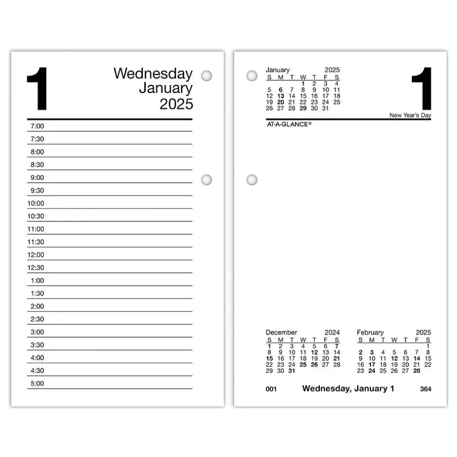 AT-A-GLANCE 2025 6" x 3.5" Daily Desk Calendar Refill, White/Black (E717R-50-25) Online