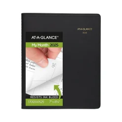 AT-A-GLANCE 2025 7" x 8.75" Monthly Planner, Faux Leather Cover, Black (70-120-05-25) Best