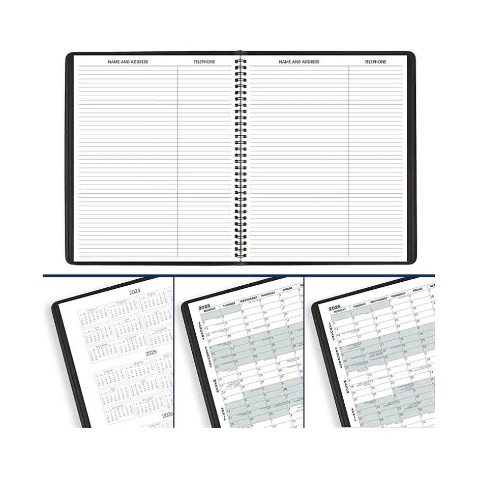 AT-A-GLANCE 2025 9" x 11" Monthly Planner, Faux Leather Cover, Black (70-260-05-25) Outlet
