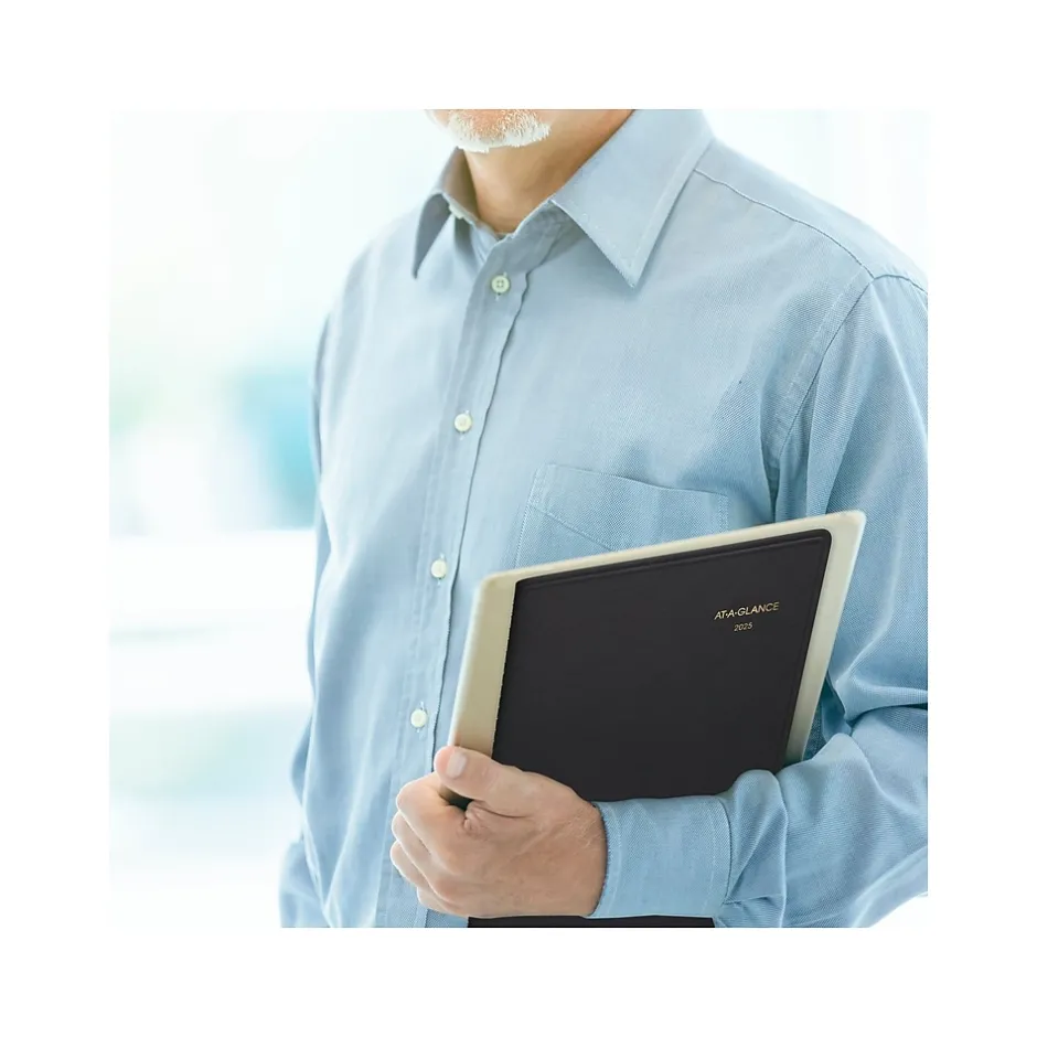 AT-A-GLANCE 2025 9" x 11" Monthly Planner, Faux Leather Cover, Black (70-260-05-25) Outlet