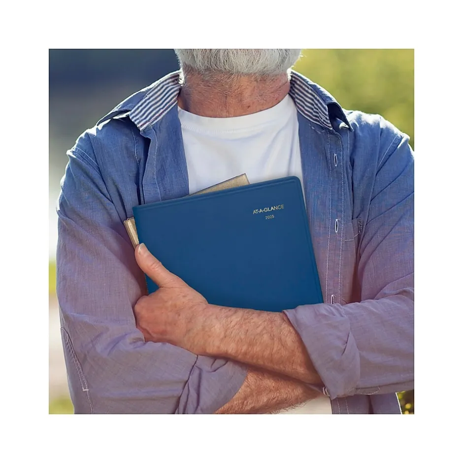 AT-A-GLANCE 2025-2026 9" x 11" Monthly Planner, Faux Leather Cover, Blue (70-250-20-25) Best