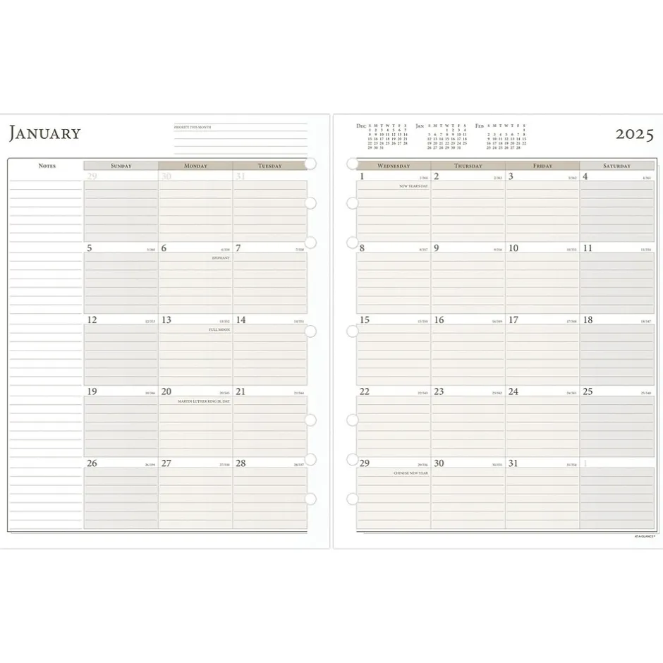 AT-A-GLANCE 2025 8.5" x 11" Monthly Planner Refill Pages, White/Brown (491-685-25) Discount