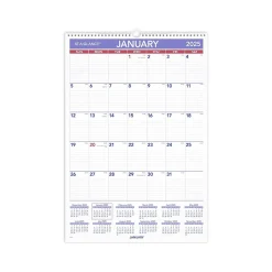 AT-A-GLANCE 2025 15.5" x 22.75" Monthly Wall Calendar, White/Purple (PM3-28-25) Hot