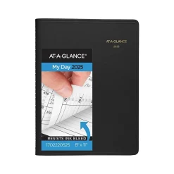 AT-A-GLANCE 2025 8.5" x 11" 2-Person Daily Appointment Book, Faux Leather Cover, Black (70-222-05-25) New