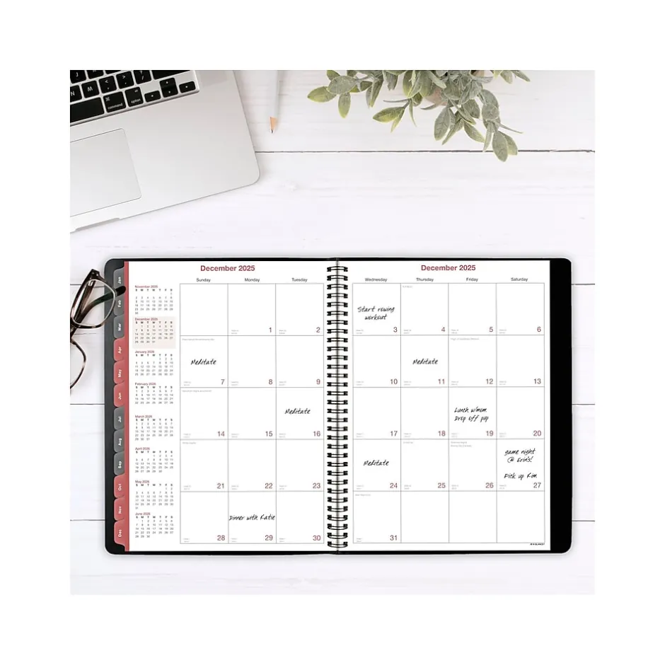 AT-A-GLANCE 2025 8" x 11" Weekly & Monthly Appointment Book, Faux Leather Cover, Black (33351-2501) New