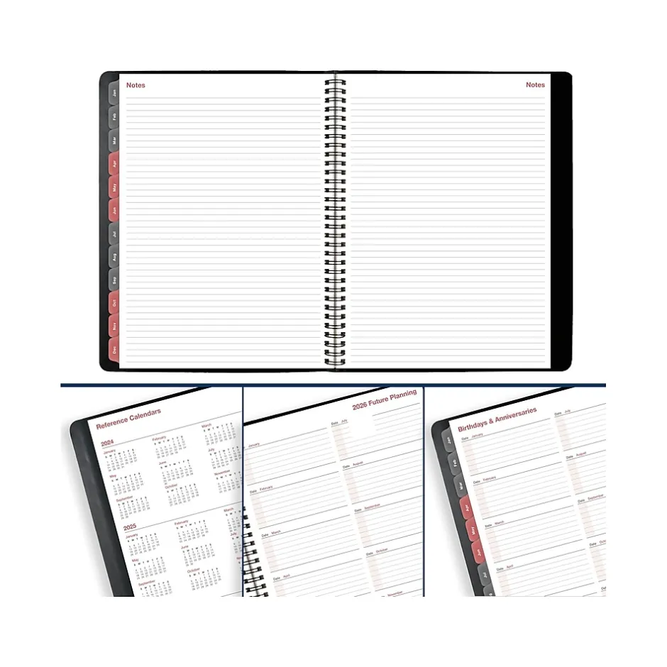 AT-A-GLANCE 2025 8" x 11" Weekly & Monthly Appointment Book, Faux Leather Cover, Black (33351-2501) New