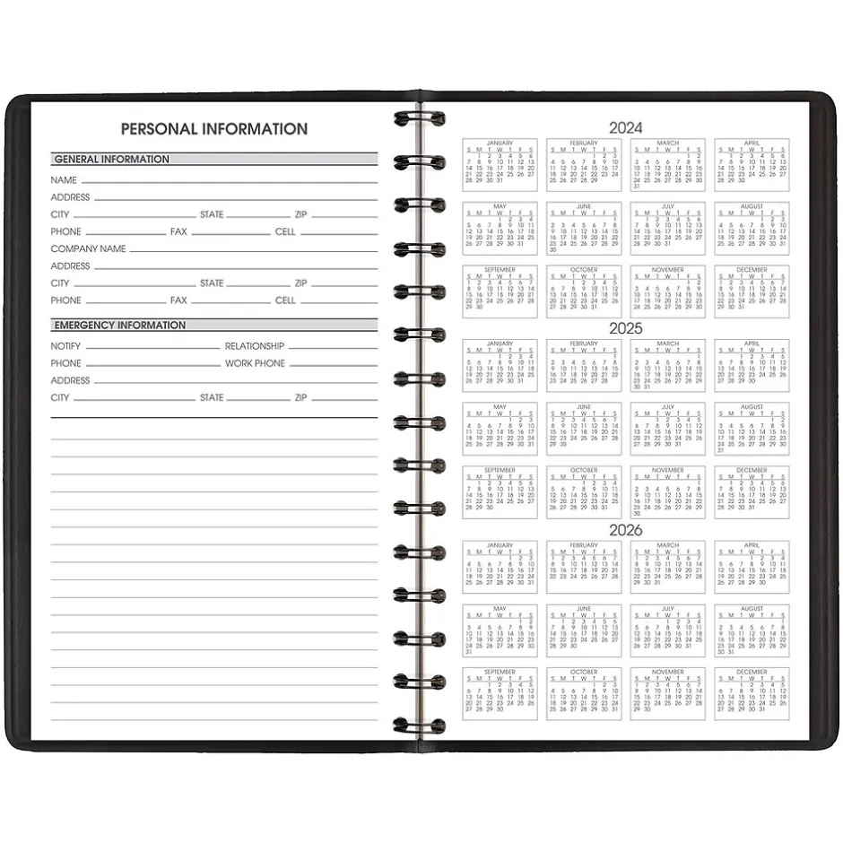 AT-A-GLANCE 2025 5" x 8" Weekly Appointment Book, Faux Leather Cover, Black (70-075-05-25) Outlet