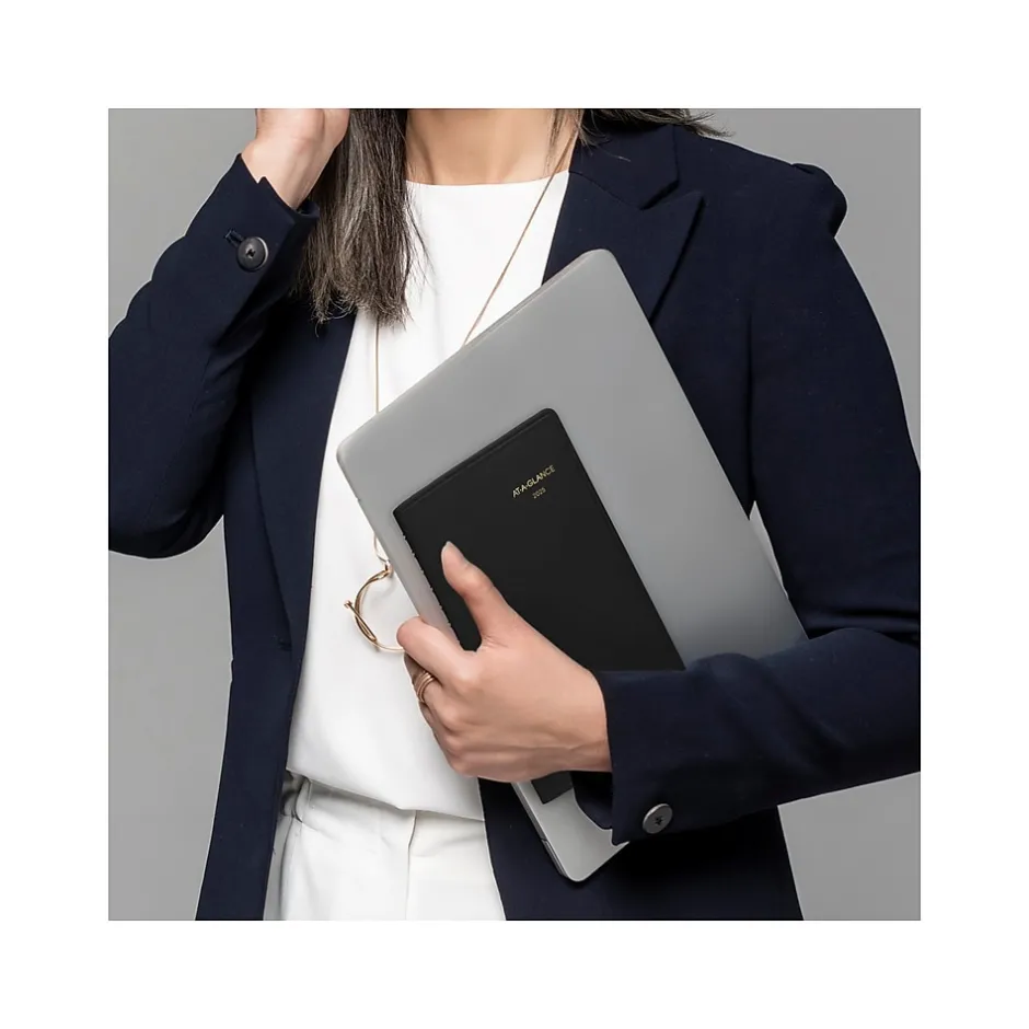 AT-A-GLANCE 2025 5" x 8" Weekly Appointment Book, Faux Leather Cover, Black (70-075-05-25) Outlet