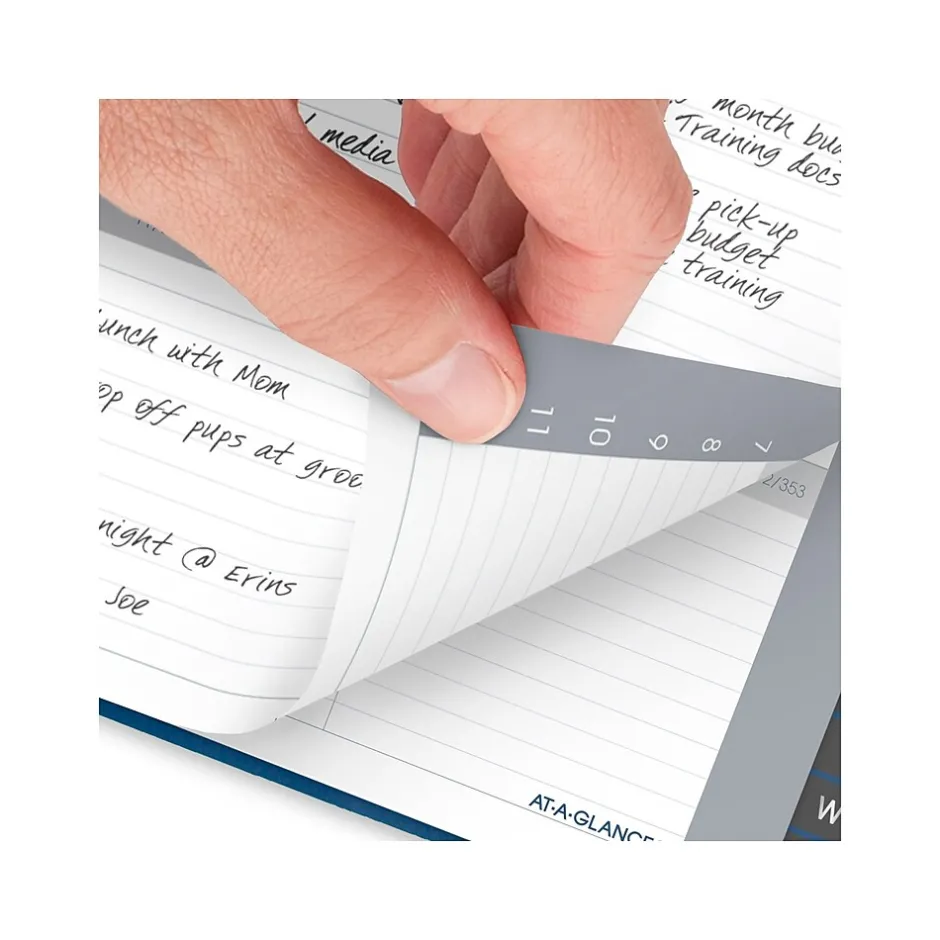AT-A-GLANCE 2025 5" x 8" Weekly Appointment Book, Faux Leather Cover, Blue (70-108-20-25) Hot