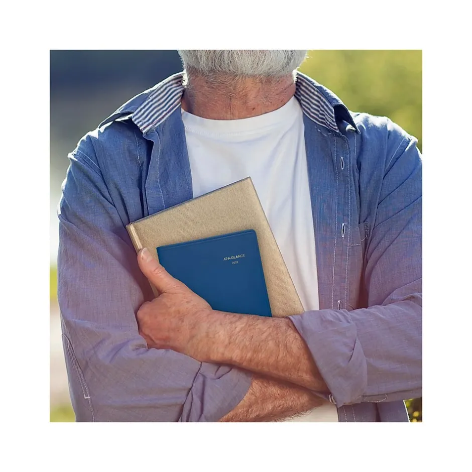 AT-A-GLANCE 2025 5" x 8" Weekly Appointment Book, Faux Leather Cover, Blue (70-108-20-25) Hot