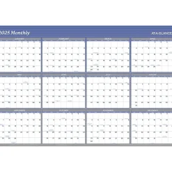 AT-A-GLANCE 2025 48" x 32" Yearly Dry Erase Wall Calendar, Reversible, White/Blue (A1152-25) Outlet