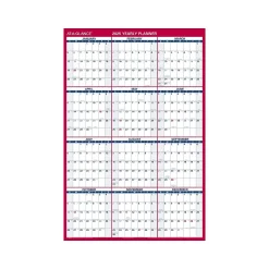 AT-A-GLANCE 2025 48" x 32" Yearly Dry Erase Wall Calendar, Reversible, White/Red (PM326-28-25) Best