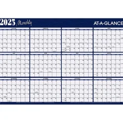 AT-A-GLANCE 2025 48" x 32" Yearly Dry Erase Wall Calendar, Reversible, Red/Blue (A152-25) Best