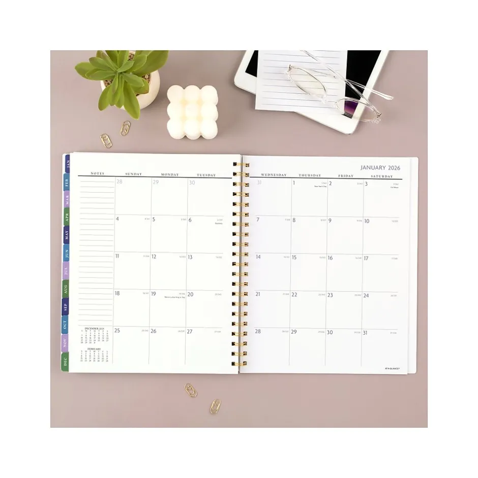 AT-A-GLANCE 2025 Badge Floral 8.5" x 11" Weekly & Monthly Planner, Poly Cover, Multicolor (1722F-905-25) New