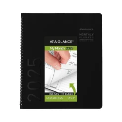 AT-A-GLANCE 2025 Contemporary 9" x 11" Monthly Planner, Faux Leather Cover, Black (70-260X-05-25) Clearance