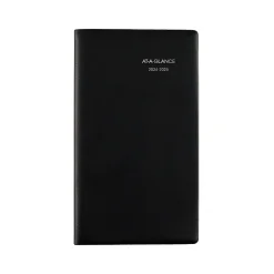 AT-A-GLANCE 2024-2025 DayMinder 3.5" x 6" Academic Monthly Planner, Faux Leather Cover, Black (AY53-00-25) Online