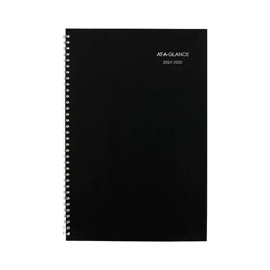 AT-A-GLANCE 2024-2025 DayMinder 8" x 12" Academic Monthly Planner, Faux Leather Cover, Black (AY2-00-25)