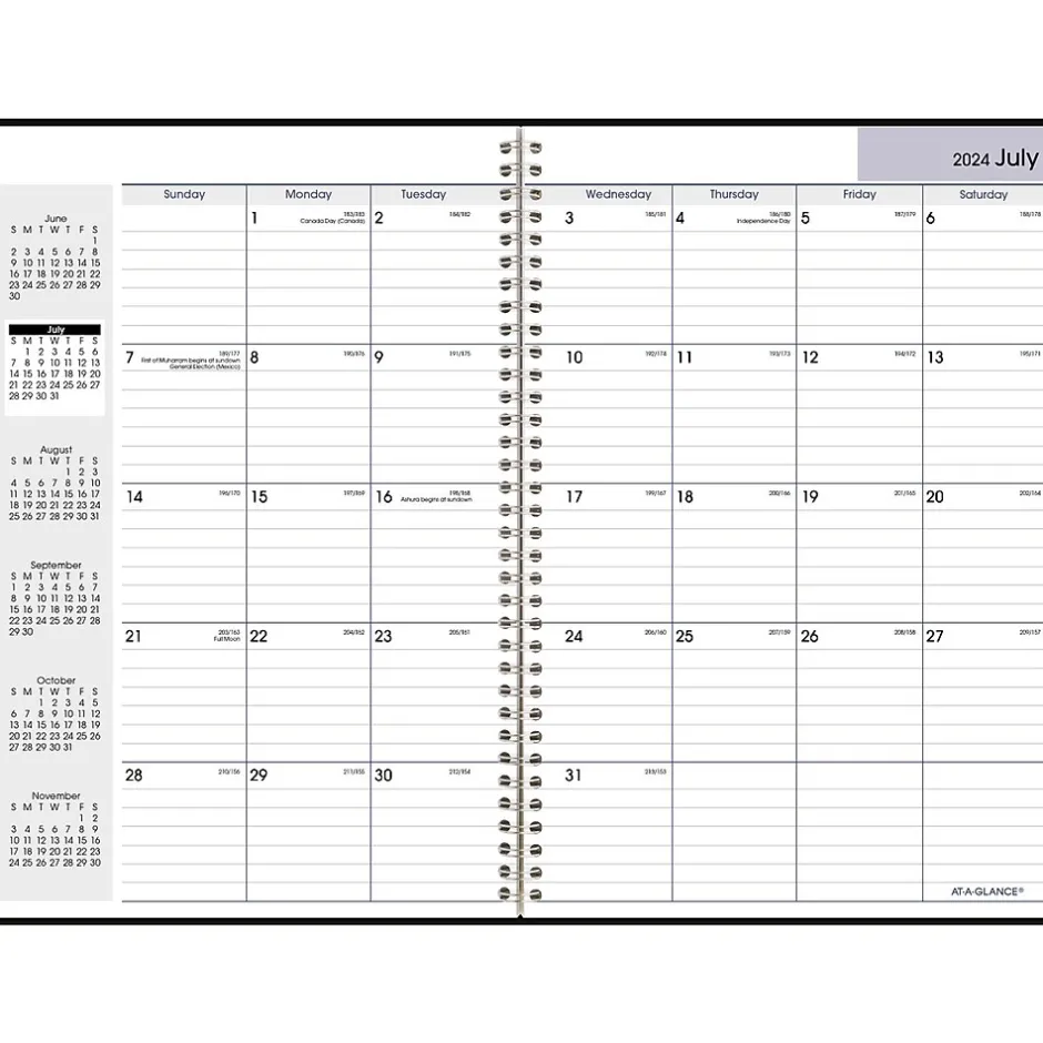 AT-A-GLANCE 2024-2025 DayMinder 8" x 12" Academic Monthly Planner, Faux Leather Cover, Black (AY2-00-25)