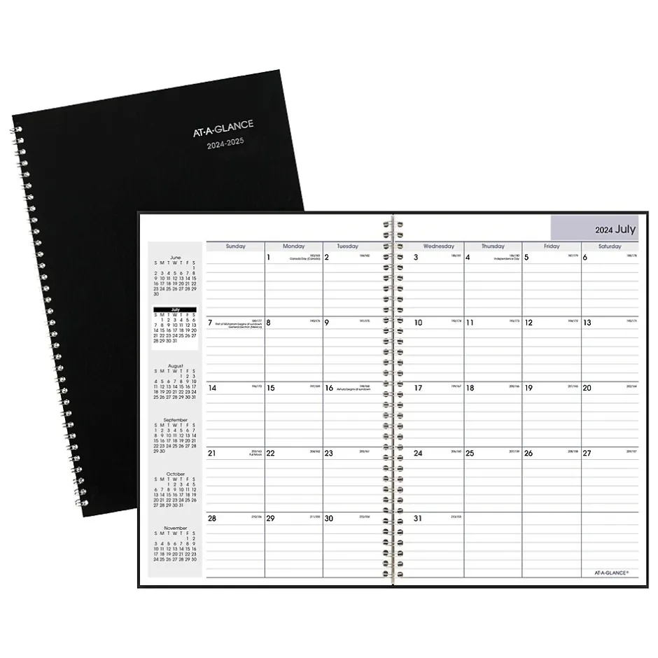AT-A-GLANCE 2024-2025 DayMinder 8" x 12" Academic Monthly Planner, Faux Leather Cover, Black (AY2-00-25)