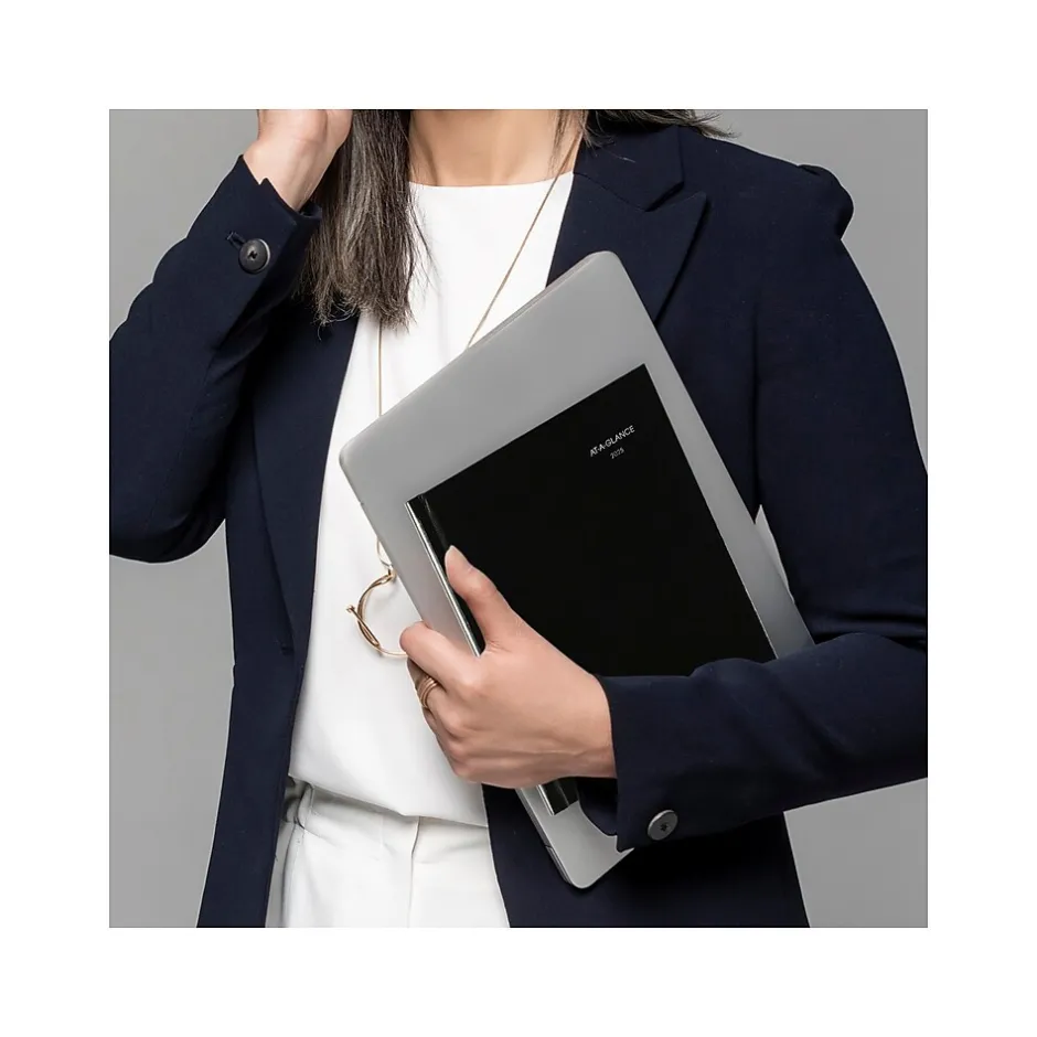 AT-A-GLANCE 2025 DayMinder 7" x 8.5" Monthly Planner, Faux Leather Cover, Black (G400H-00-25) Outlet