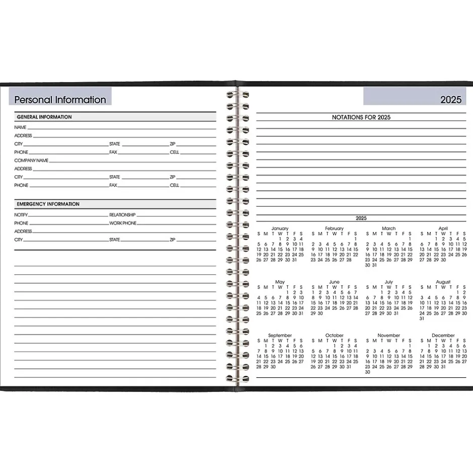 AT-A-GLANCE 2025 DayMinder 7" x 8.75" Weekly Planner, Faux Leather Cover, Black (G535-00-25) Hot