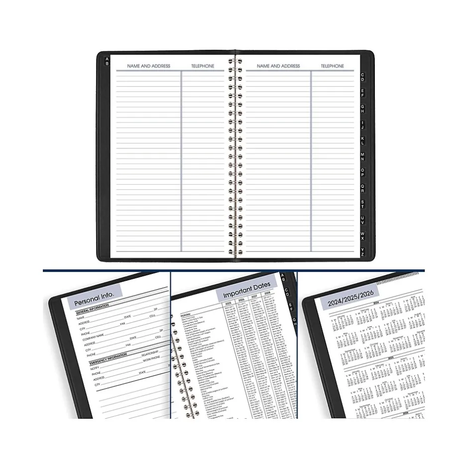 AT-A-GLANCE 2025 DayMinder 5" x 8" Weekly Appointment Book, Faux Leather Cover, Black (G210-00-25)