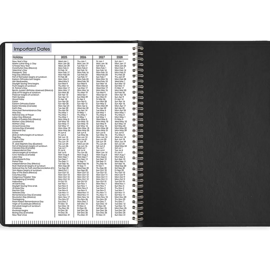 AT-A-GLANCE 2025 DayMinder 8" x 11" Weekly Appointment Book, Faux Leather Cover, Black (G520-00-25) Hot