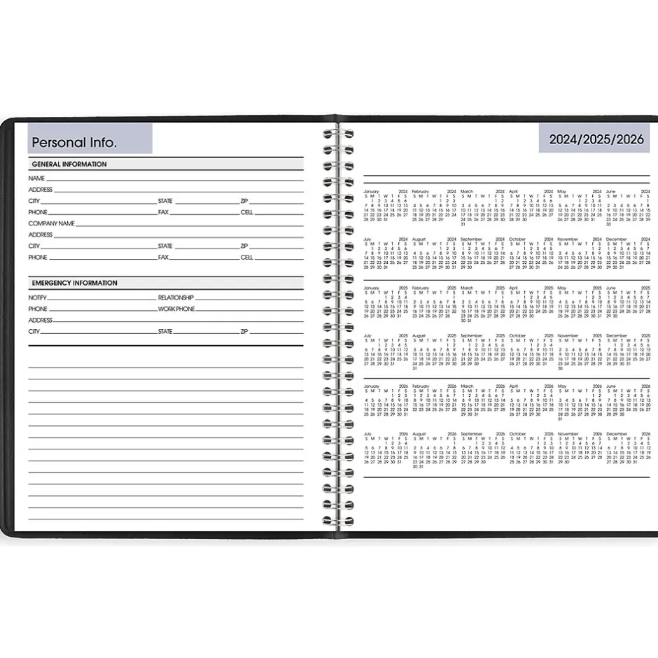 AT-A-GLANCE 2025 DayMinder 7" x 8.75" Weekly Planner, Faux Leather Cover, Black (G590-00-25)