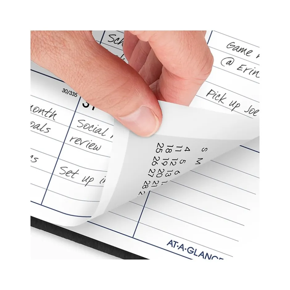 AT-A-GLANCE 2025 DayMinder 8" x 12" Monthly Planner, Faux Leather Cover, Black (G470-00-25)