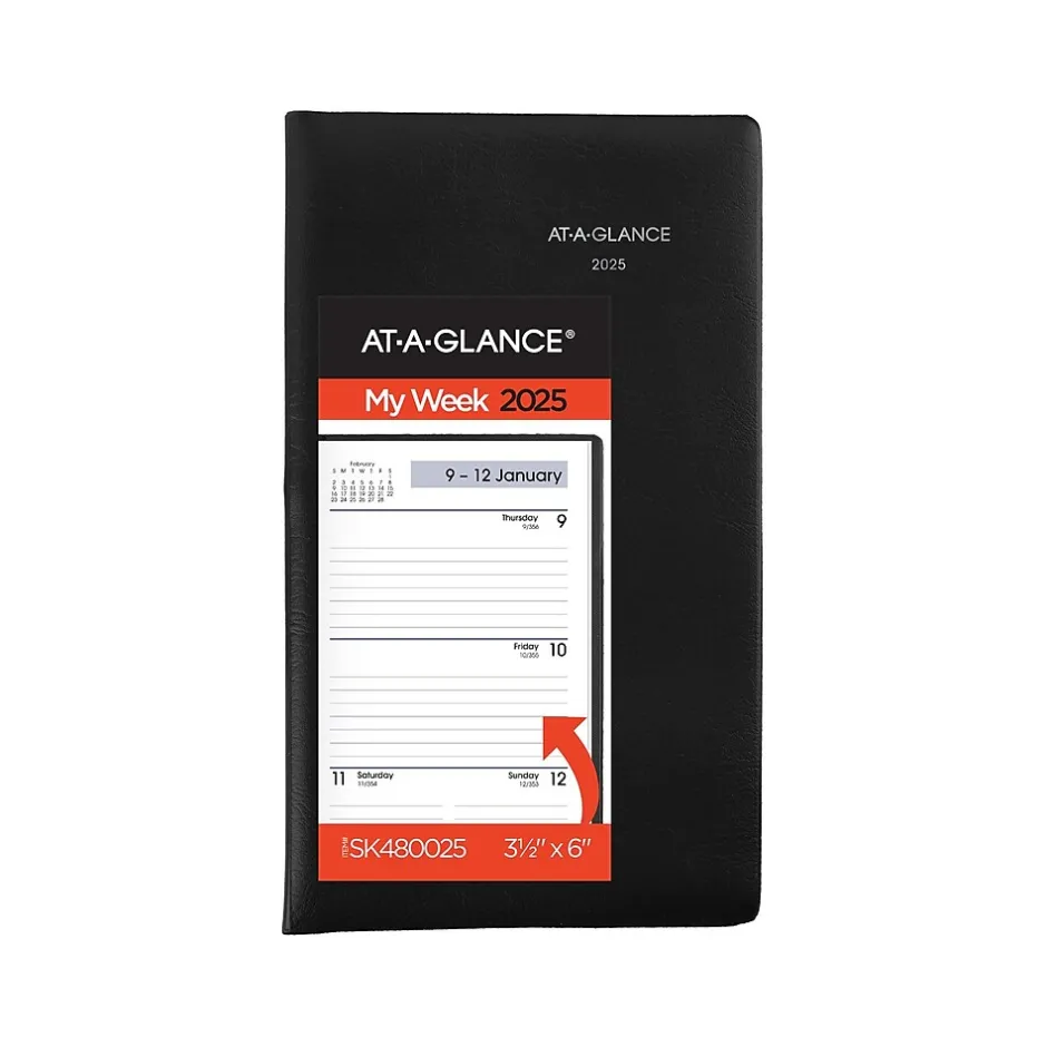 AT-A-GLANCE 2025 DayMinder 3.5" x 6" Weekly Planner, Poly Cover, Black (SK48-00-25) Discount