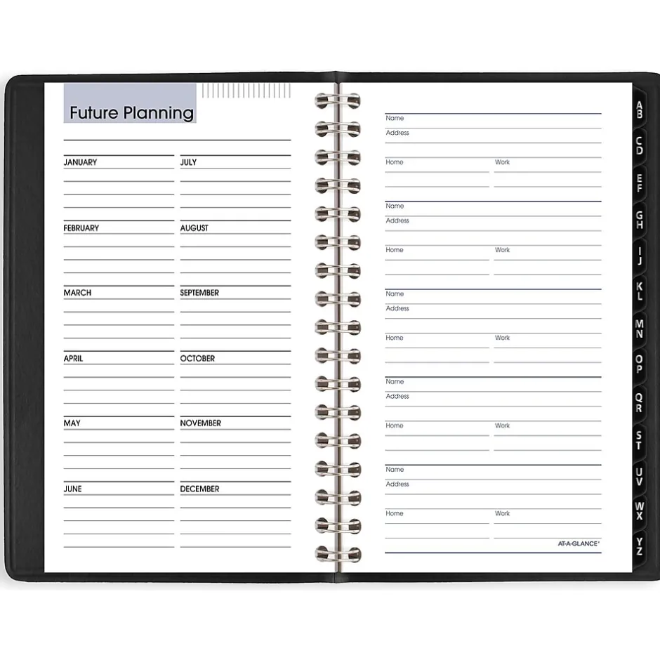 AT-A-GLANCE 2025 DayMinder 3.5" x 6" Weekly Appointment Book Planner, Faux Leather Cover, Black (G250-00-25) Discount