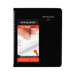 AT-A-GLANCE 2025 DayMinder Executive 7" x 8.75" Weekly & Monthly Planner, Faux Leather Cover, Black (G546-00-25) Outlet