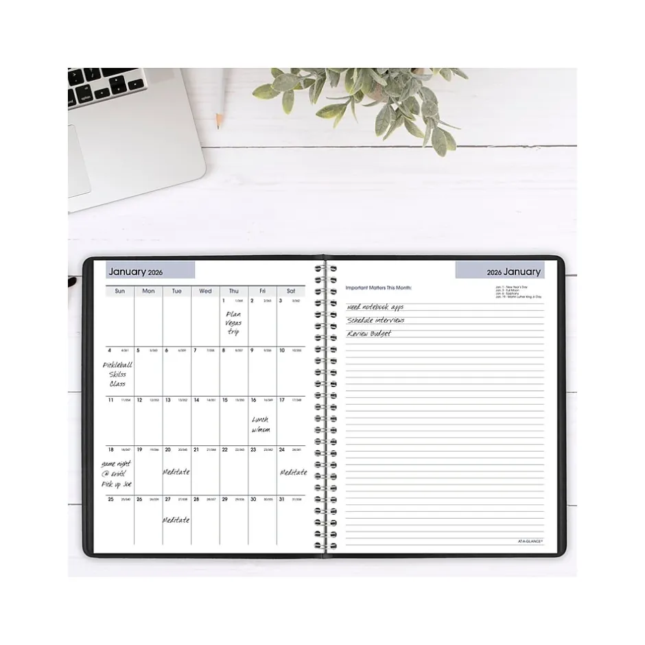 AT-A-GLANCE 2025 DayMinder Executive 7" x 8.75" Weekly & Monthly Planner, Faux Leather Cover, Black (G546-00-25) Outlet