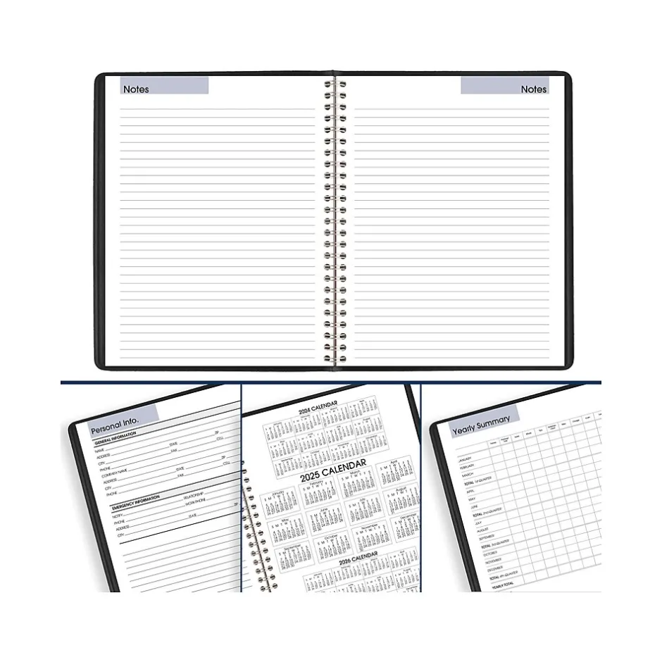 AT-A-GLANCE 2025 DayMinder Executive 7" x 8.75" Weekly & Monthly Planner, Faux Leather Cover, Black (G546-00-25) Outlet