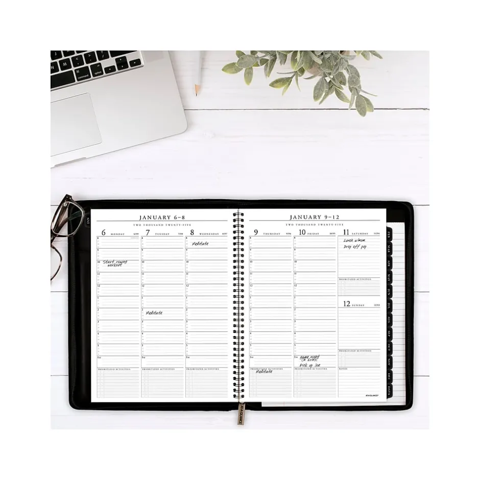 AT-A-GLANCE 2025 Executive 8.25" x 11" Weekly & Monthly Appointment Book, Faux Leather Cover, Black (70-NX81-05-25) Best