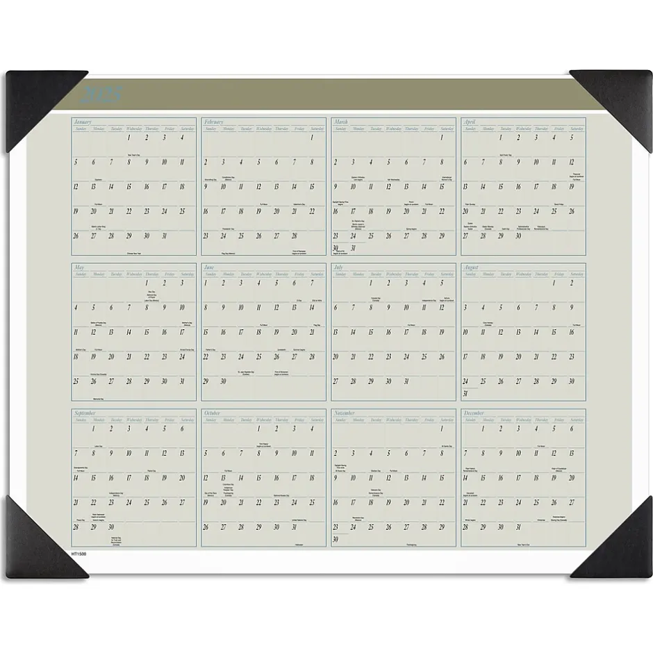 AT-A-GLANCE 2025 Executive 21.75" x 17" Monthly Desk Pad Calendar, Green/White (HT1500-25) New