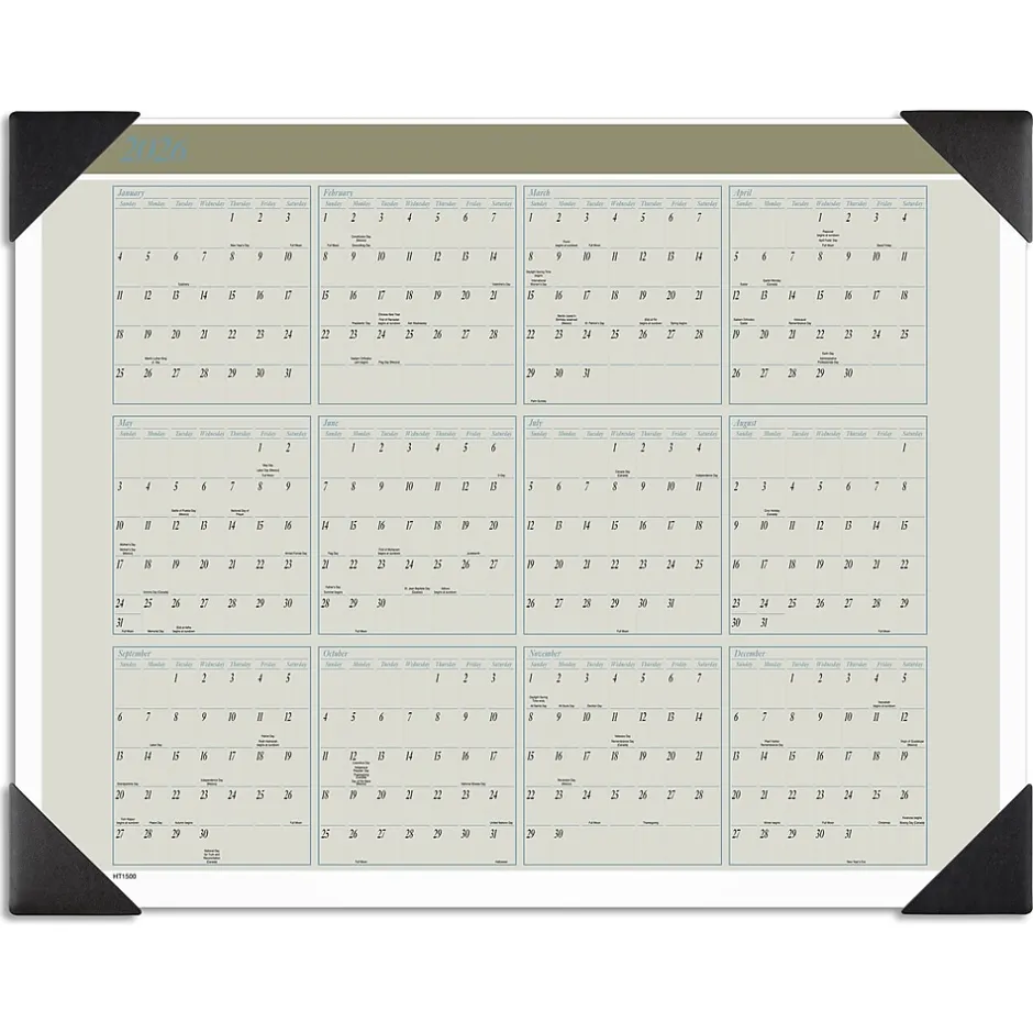 AT-A-GLANCE 2025 Executive 21.75" x 17" Monthly Desk Pad Calendar, Green/White (HT1500-25) New