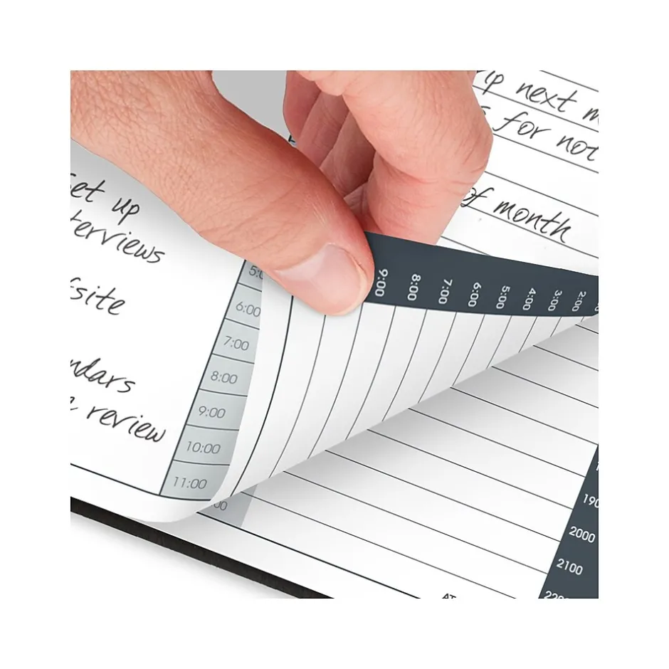 AT-A-GLANCE 2025 24-Hour 7" x 8.75" Daily Appointment Book Planner, Faux Leather Cover, Black (70-824-05-25)