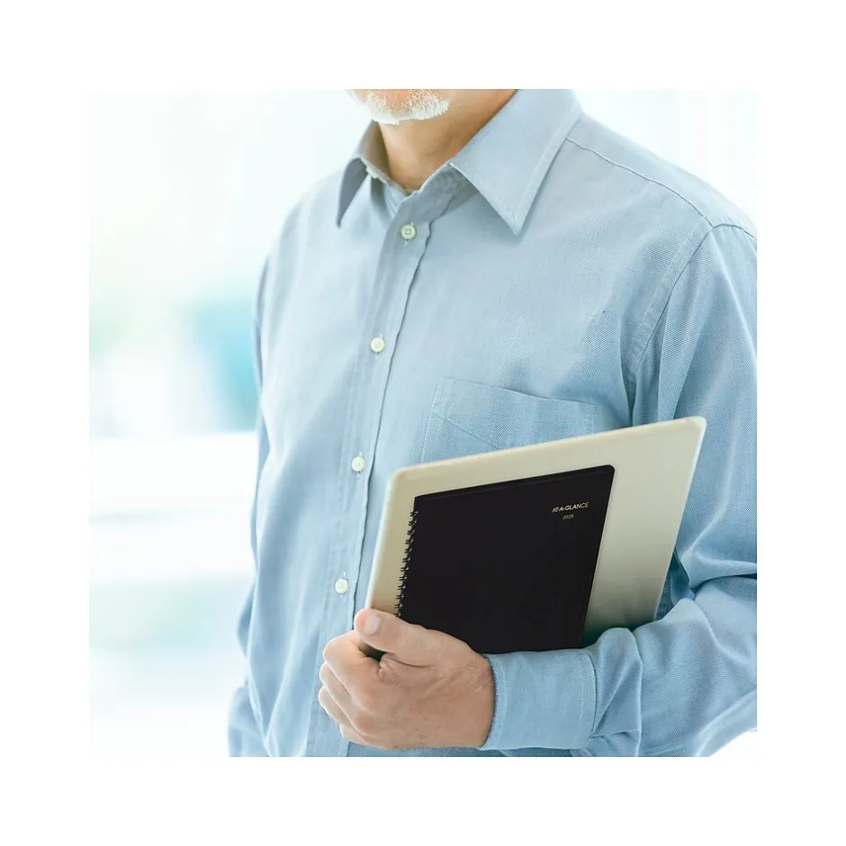 AT-A-GLANCE 2025 24-Hour 7" x 8.75" Daily Appointment Book Planner, Faux Leather Cover, Black (70-824-05-25)