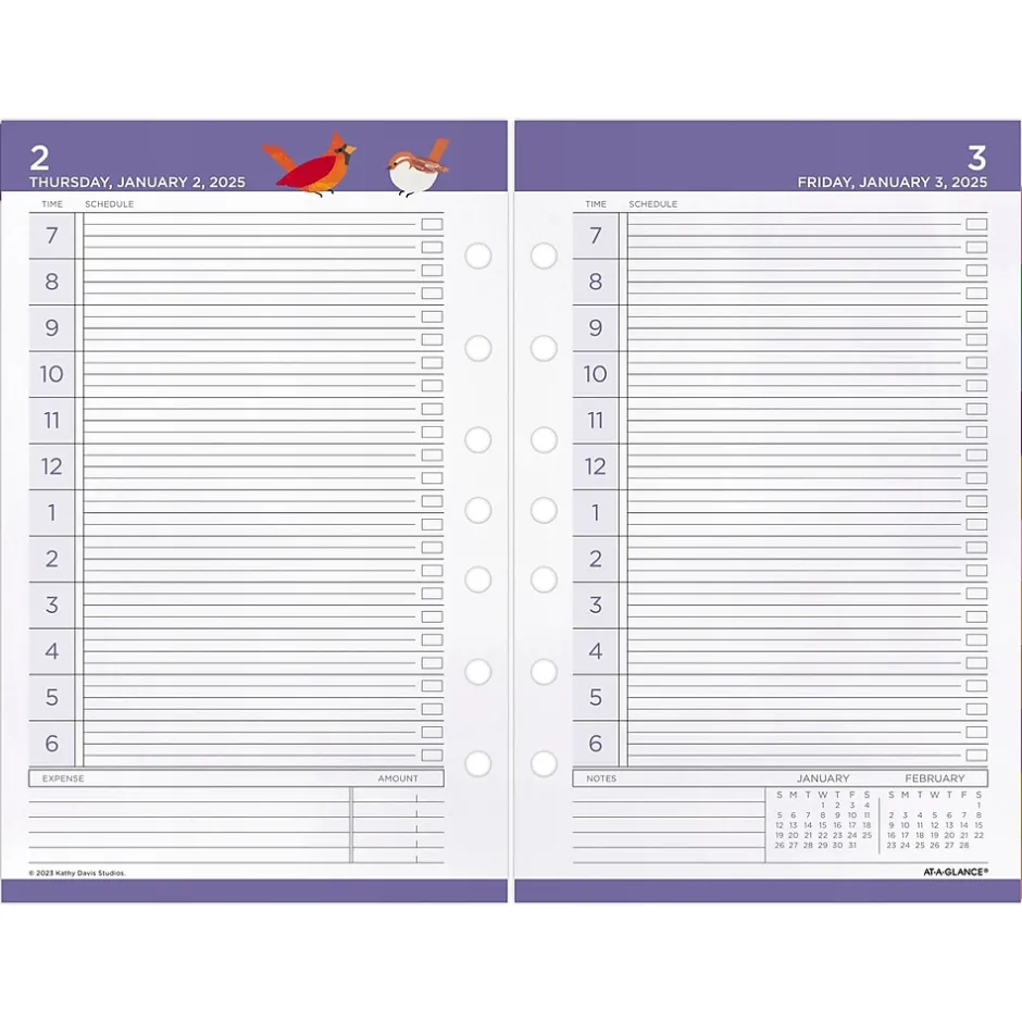 AT-A-GLANCE 2025 Kathy Davis 8.5" x 5.5" Daily & Monthly Planner Refill, Multicolor (KD81-125-25) Clearance