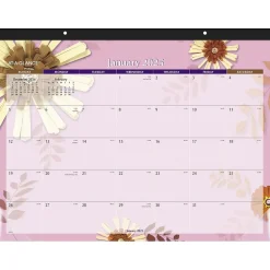 AT-A-GLANCE 2025 Paper Flowers 21.75" x 17" Monthly Desk Pad Calendar, Pink/Brown (5035-25) Clearance