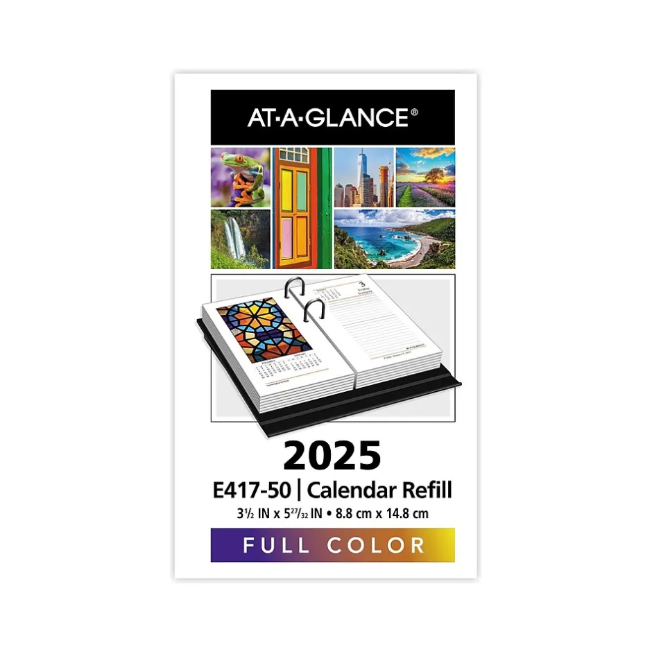AT-A-GLANCE 2025 Photographic 6" x 3.5" Desk Calendar Refill, Multicolor (E417-50-25) Sale