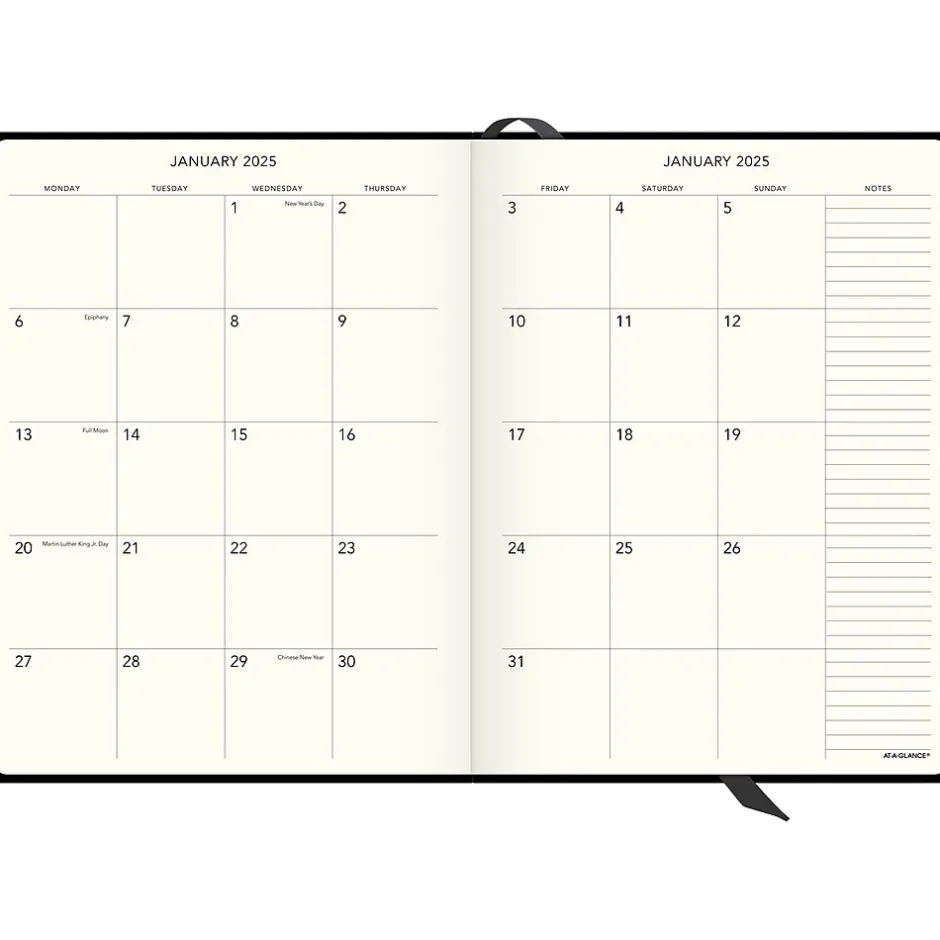 AT-A-GLANCE 2025 Plan. Write. Remember. 7.5" x 10" Weekly & Monthly Appointment Book, Hardsided Cover, Black (70-6950-05-25) New