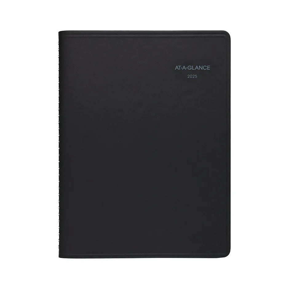 AT-A-GLANCE 2025 QuickNotes 8.25" x 11" Weekly & Monthly Appointment Book, Faux Leather Cover, Black (76-950-05-25) Clearance